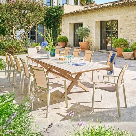 Table de jardin 12 places Axiome extensible argile - Hespéride