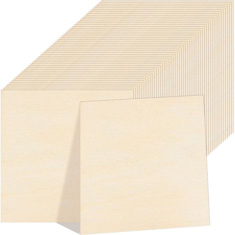 Lot de 50 Plaques de Bois 15x15cm, Planches de 3mm d'Épaisseur pour Pyrogravure, Bricolage et Maquette, Bois Naturel Brut, Naturel (1/5)