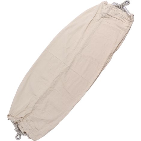 Hamac de camping blanc pour 2 personnes, charge maximale de 180 kg, en toile, anti-enroulement avec sangles pour arbres, sac de transport et accessoires de camping inclus. (1/5)