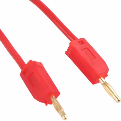 Testkabel mit 2 mm Bananenstecker, vergoldet, 70001, mit 2 mm Verlängerungsanschluss am Ende, verkauft in 5er-Packs (rot und schwarz). (1/5)