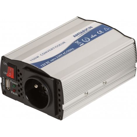 Convertisseur de tension quasi-sinus 150W – Tension d'entrée 12V – Tension de sortie 230V – Port USB 5V 2A – Compact et léger – Antarion (1/2)