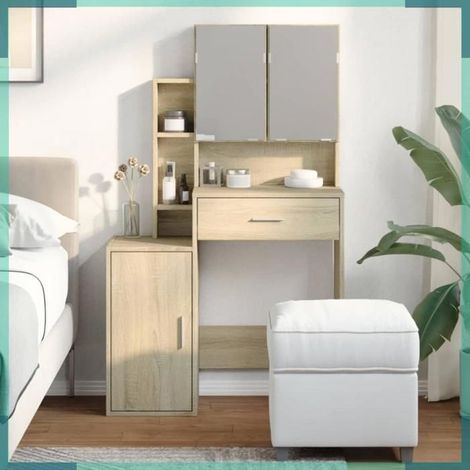 848236 Coiffeuse avec armoire chêne sonoma 80x35x132 cm (1/5)