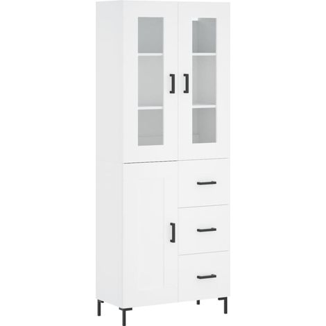 Aparador cómoda cómoda mueble mueble de almacenaje organizador cocina salón salón alto 69,5 x 34 x 180 cm madera contrachapada blanco 020032641
