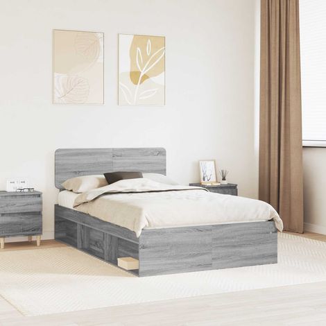 Bettrahmen Graues Sonoma 120 x 190 cm Massives Kiefernholz