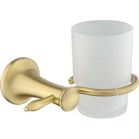 Novaservis Ferro Antica - Vasetto per spazzolino e dentifricio con supporto, vetro smerigliato/bronzo AAI03BR