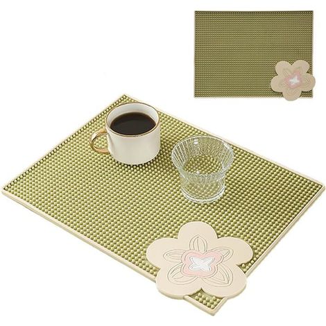 Sous-tasse silicone café – Tapis antidérapant, résistant chaleur – Égouttoir pratique – Bureau, cuisine (1/5)