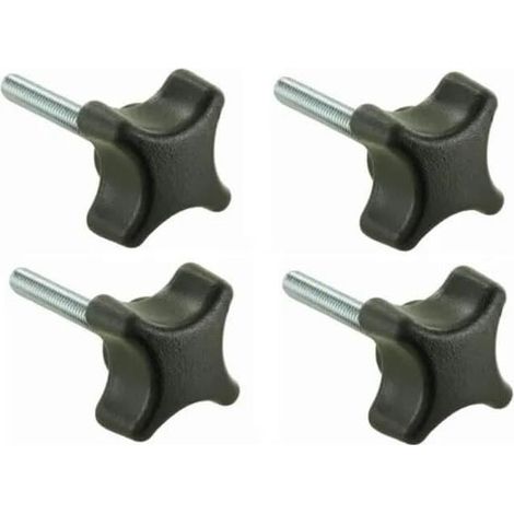 Lot de 4 vis étoile M6 x 45 – Tête moletée en plastique – Tige en acier galvanisé – Résistance accrue pour applications professionnelles (1/2)