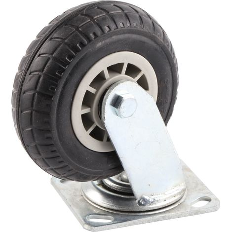 Roulette industrielle lourde 360° universelle pour chariot, diable et support d'outillage, 4 roues pivotantes en acier. (1/5)