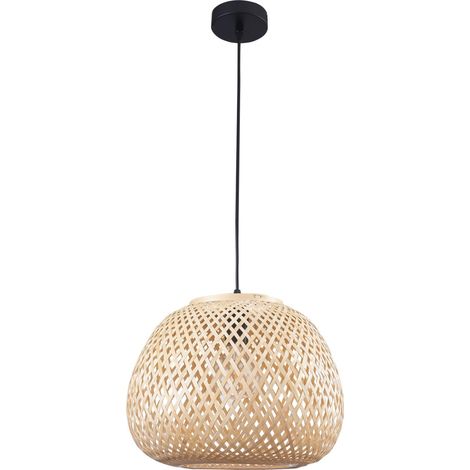 Suspension bohème Zanzibar bambou beige Ø35 E27 Polux (1/4)