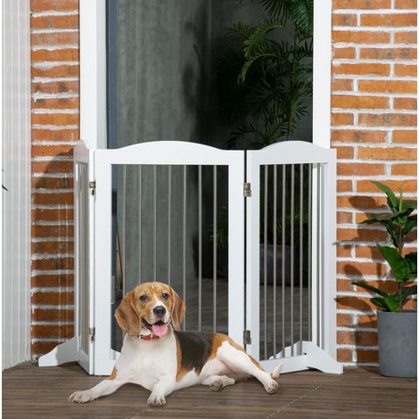 Barrière pour chiens pliante 3 panneaux blanche en MDF 154 x 30 x 80 cm (1/5)