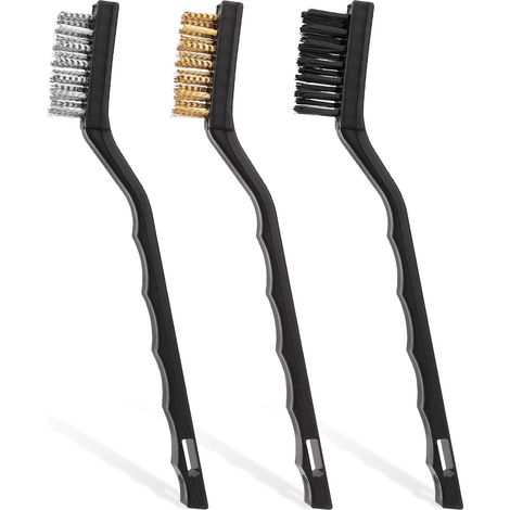 Brosse Métallique a main 3 Pcs, Set de Brosses Métalliques, Brosse, Brosse nylon, Brosse Acier Inoxydable pour Nettoyage de Soudure Slag Décapage Rouille Contre Poussière (Nylon, acier inoxydable) (1/5)