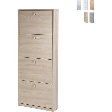 Zapatero compacto compacto con cuatro puertas Olmo claro 63x18x h154 cm (1/5)