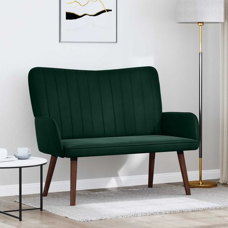 vidaXL Sofa 2 places Vert foncé 115 x 61 x 87 cm Velours (1/5)