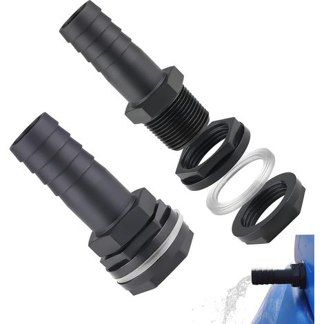 2 Pcs Trop Plein Cuve Eau 1000L, Noir Plastique, Kit Raccordement Recuperateur d Eau de Pluie, Accord Cuve Eau pour Cuve Eau,Tonneau,Citerne (1/5)