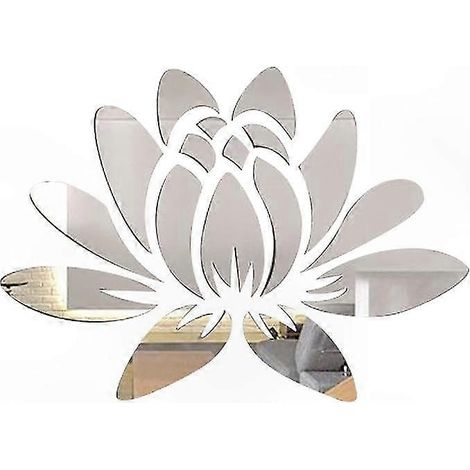 Décor mural autocollant miroir acrylique 3D fleur de lotus, adhésif amovible pour chambre, salon, salle de bain, décoration écologique, 13,7 x (1/5)