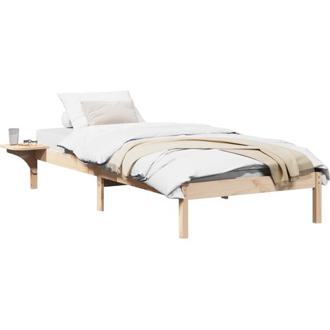 Bettrahmen Natur 75 x 190 cm Massives Kiefernholz vidaXL