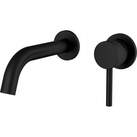 Grifo de lavabo negro - monomando de lavabo empotrado - de pared