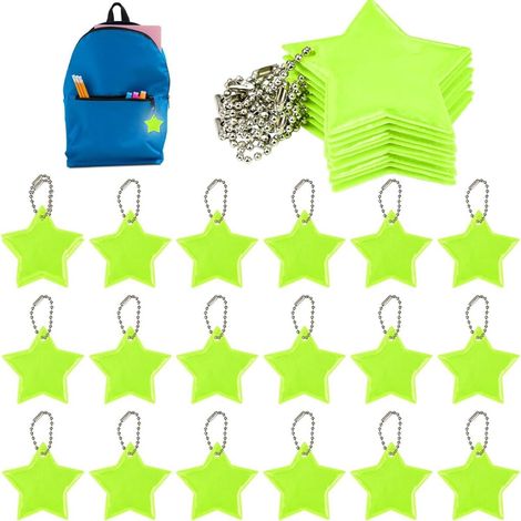 Hanger Reflecteur - 5,5 x 5,5 cm - Forme Etoile - Pour Sac À Dos, Vélo, Marche, Course - 24 Pièces - Vert (1/5)