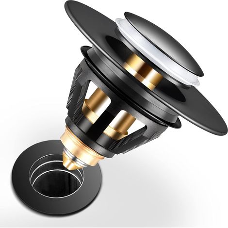 MINKUROW - Drenaje Universal Para Fregadero, Filtro De Drenaje Antiobstrucción, Drenaje De Bañera Y Válvula, Filtro De Pelo De Olor De Cobre De Acero Inoxidable Puro Para Agujeros De 34 Mm A 38 Mm, Co (1/5)