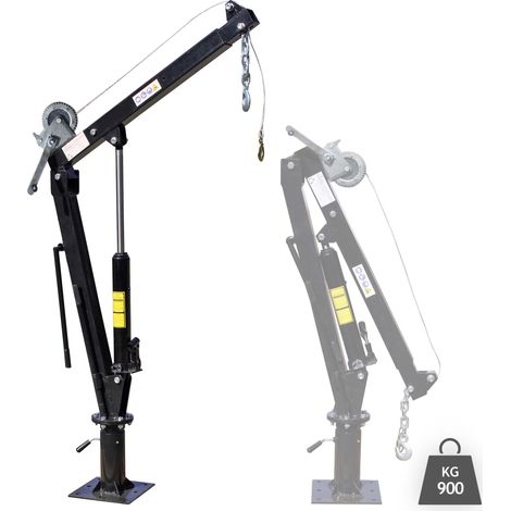 Wiltec – Grue d'atelier 900 kg – Hauteur de levage max. 1800 mm – Bras pivotant 360° – Fixation au sol et sur pick-up