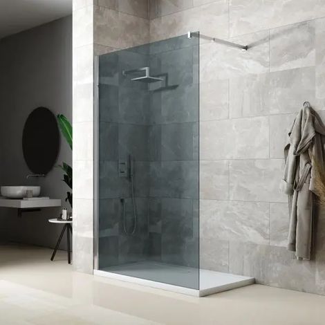Parete doccia walk-in 100 cm vetro temperato fumé 8mm h.195 cm 100 Edison SILQUA BY MOBO