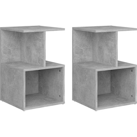 Maison Exclusive - Mesita de noche 2 uds contrachapada gris hormi (1/5)