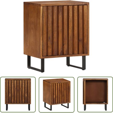 The Living Store Table de chevet 40x30x50 cm Bois de manguier massif - Table De Chevet - Meubles De Chambre - Table Nuit - Mobilier Vintage - Bois De Manguier (1/5)