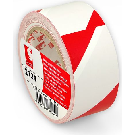 Nastro adesivo Scapa 2724 per segnalazione in zone di alto passaggio 50mm X 33MT rosso/bianco - giallo/nero Modello - Bianco/rosso (1/2)