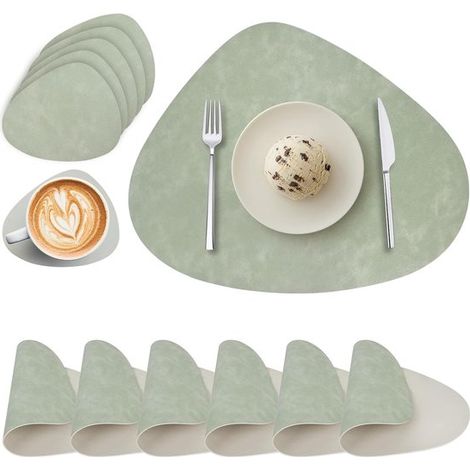 6 sets de table ronds, sets de table ovales, sets de table ronds résistants à la chaleur, sets de table ronds, sets de table ronds en plastique, ronds (1/5)
