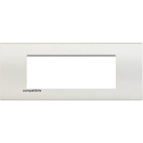 Placca 7 posti Bianco COMPATIBILE bticino light Living Tipo LNA4807BI