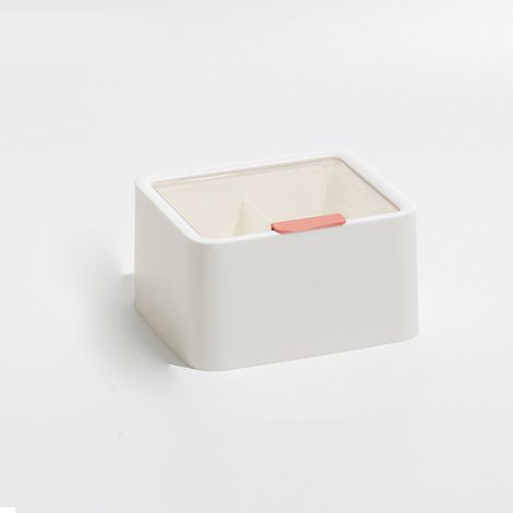 Boîte de Rangement Transparente à Double Étage Grande Capacité pour Rouges à Lèvres - Design à Grille avec Couvercle, Bureau et Maison, Blanc (1/5)