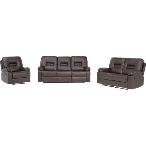 Sofa Set manuell verstellbar 6-Sitzer BERGEN Kunstleder Braun