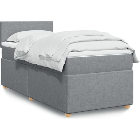 Boxspringbett mit Matratze Hellgrau 90x200 cm Stoff