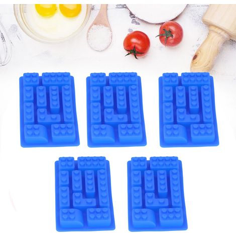 Set mit 5 blauen Silikon-Eiswürfelformen in Blockform, für Schokoladenkuchen und hausgemachtes Gebäck. (1/5)
