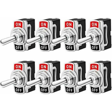 Interruttore a bilanciere professionale per auto, confezione da 8, on/off, 2 posizioni, connettore SPST metallico a 2 pin, per auto, barca, camion, 10A, 125V CA / 6A, 250V CA (1/4)