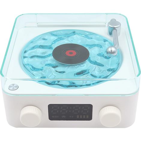 Lecteur de Vinyle, Tourne-Disque Vinyle Tourne-Disque Bluetooth rétro avec Haut-Parleur, Haut-Parleur Bluetooth d'aide au Sommeil rétro Caisson de Basses avec Support léger Carte TF (1/5)