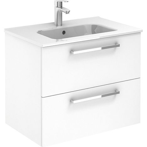 Meuble à tiroirs Ancoflash Color 2 - Blanc Larg 600 - simple vasque - 2 tiroirs