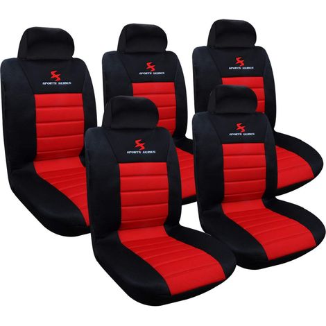 WOLTU 5 Pz Set Coprisedili Universali Auto Seat Cover Protege Sedile Rosso (1/5)