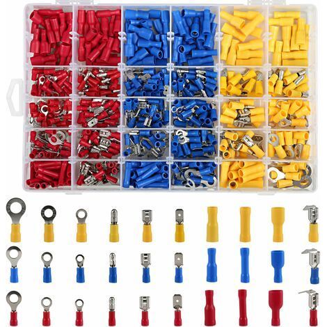 Cosses Electriques - 480 Pièces Assortiment Connecteurs à Sertir - Pour Automobile Moto Électricité Domestique - Boîte de Rangement Incluse (1/5)