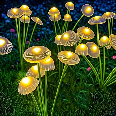 Lampe solaire 6 LED en forme de méduse et de champignon — Luminaire d'extérieur sur piquet pour pelouse et décoration de jardin (1/5)