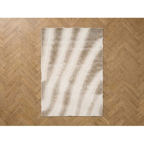 BOBOCHIC - Tapis poils longs TIRASU motif abstrait  120x170 Beige