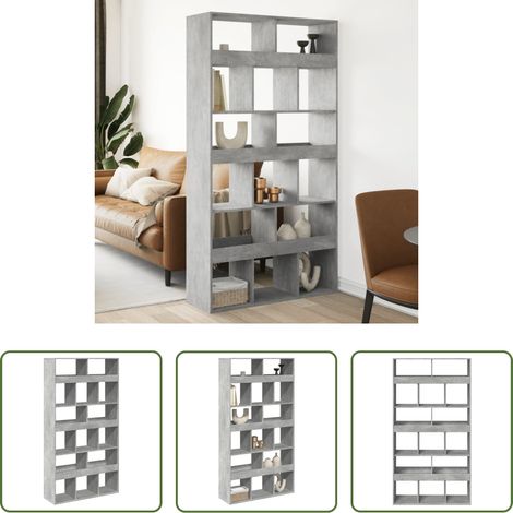 Rangement pièce - Cloison de séparation gris béton bois d'ingénierie (1/5)
