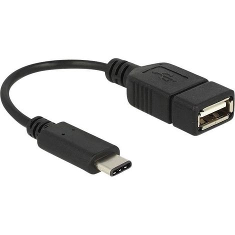 Delock USB-Kabel USB 2.0 USB-C® Stecker, USB-A Buchse 0.15 m Schwarz 65579 (1/4)