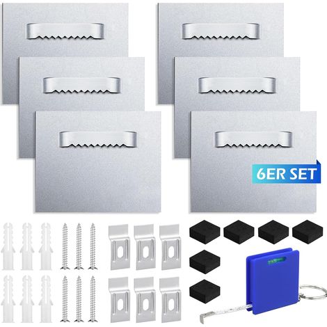 6 Crochets Autocollants pour Cadres en Aluminium et Acrylique Dibond - Fixations Extra Fortes pour Miroir, Tableau, Photo - Lot de 6 Supports Muraux Adhésifs Haute Tenue jusqu'à 8kg (1/5)
