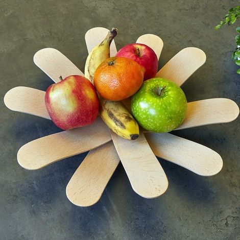 Fruit bowl - KIKKERLAND - Boomerang - Natural wood - 34.8 x 5.5 cm - Contemporary design