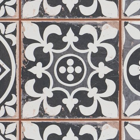 Carrelage Vintage Noir Patchwork 33x33x0,95 cm Vintara - Sol et mur intérieur (vendu par carton de 1,09 m²) - RO'MA CARRELAGE (1/3)