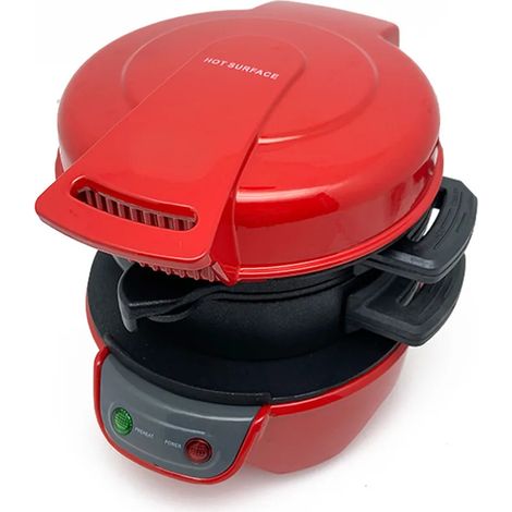 (Rouge) Appareil à hamburger multifonction, mini-machine à petit-déjeuner, poêle grill antiadhésive pour la maison (1/5)
