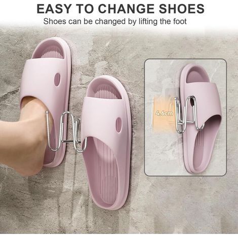 Wandmontiertes Schuhregal, Schuhablage für Hausschuhe, multifunktionales Hängeschuhregal, Schuhhalter ohne Bohren, Schuhregal aus Edelstahl, Wandmontiertes Schuhregal (1/3)