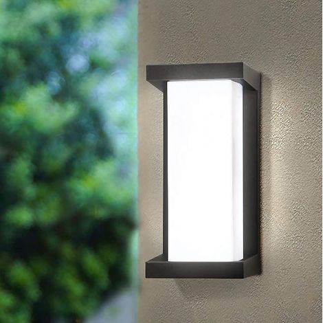 Applique LED IP65 étanche 12W 5500K aluminium rectangle applique murale extérieure LED lampe extérieure extérieure lampe extérieure pour jardin avant salle de bain véranda garage chambre salon couloir