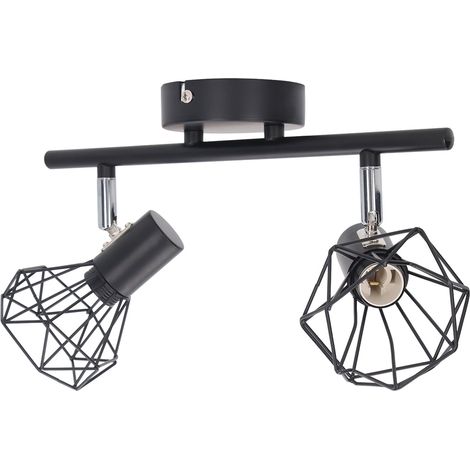 Plafonnier spot à 2 lampes, douille E14, kit d'éclairage sur rail vintage réglable 85-265V